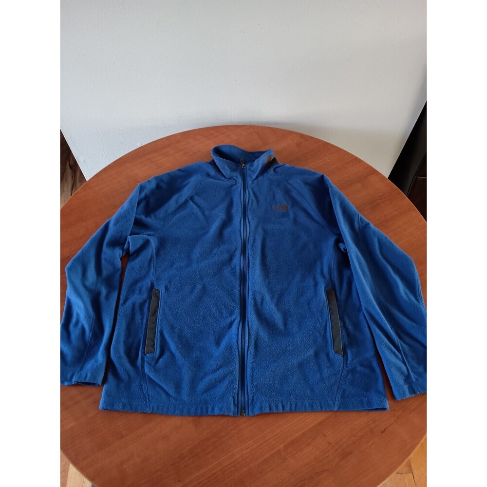 The NORTH FACE Mens Sweater XL Blue Full Zip Mock Neck Polyester Fleece Pockets